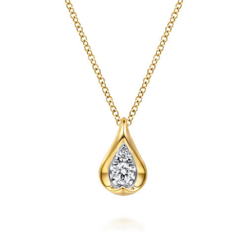 Gabriel & Co. 14K White and Yellow Gold Teardrop Diamond Necklace