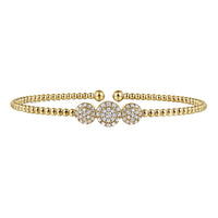 Gabriel & Co. 14K Yellow Gold Bead Cuff Bracelet with Diamond Stations img1