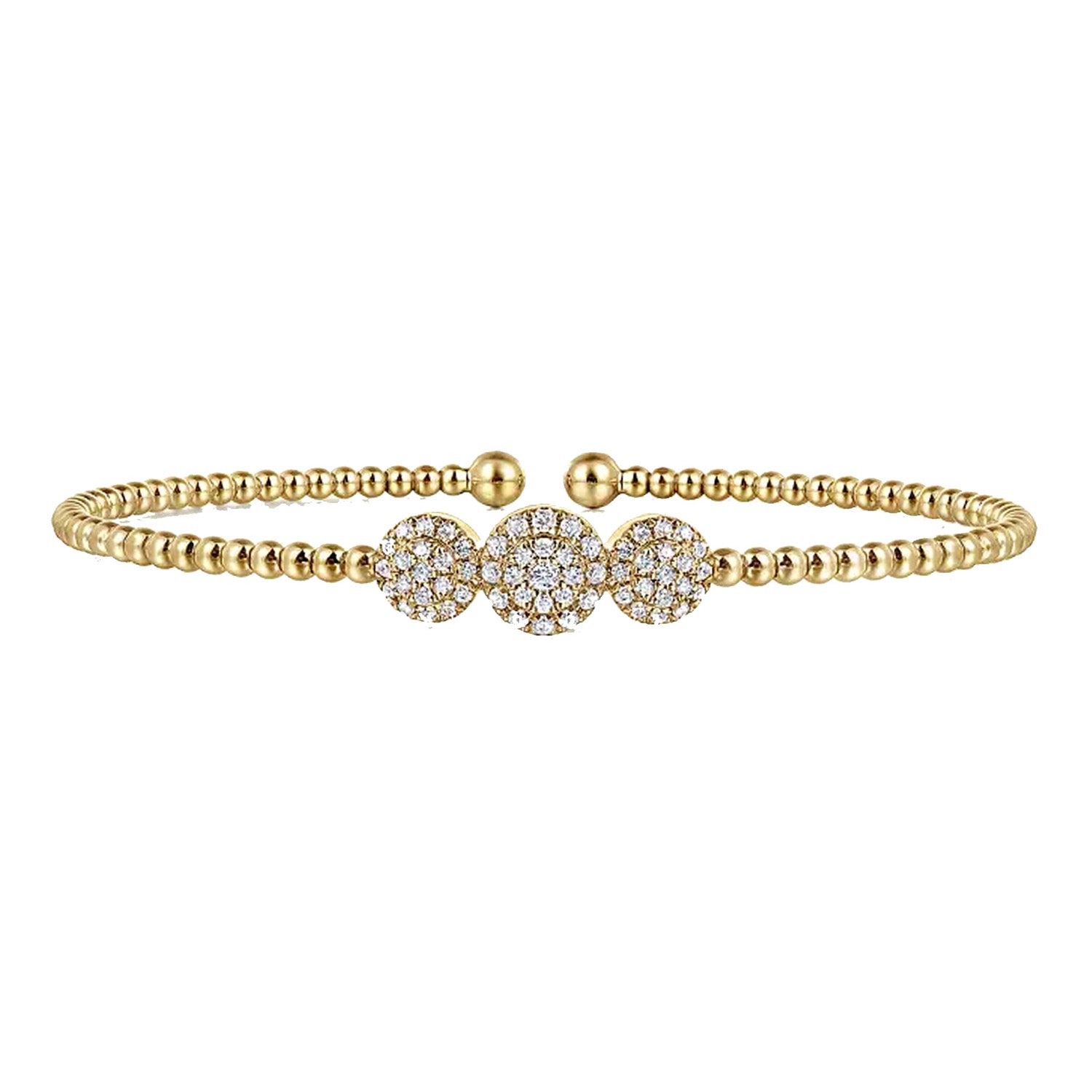 Gabriel & Co. 14K Yellow Gold Bead Cuff Bracelet with Diamond Stations img1