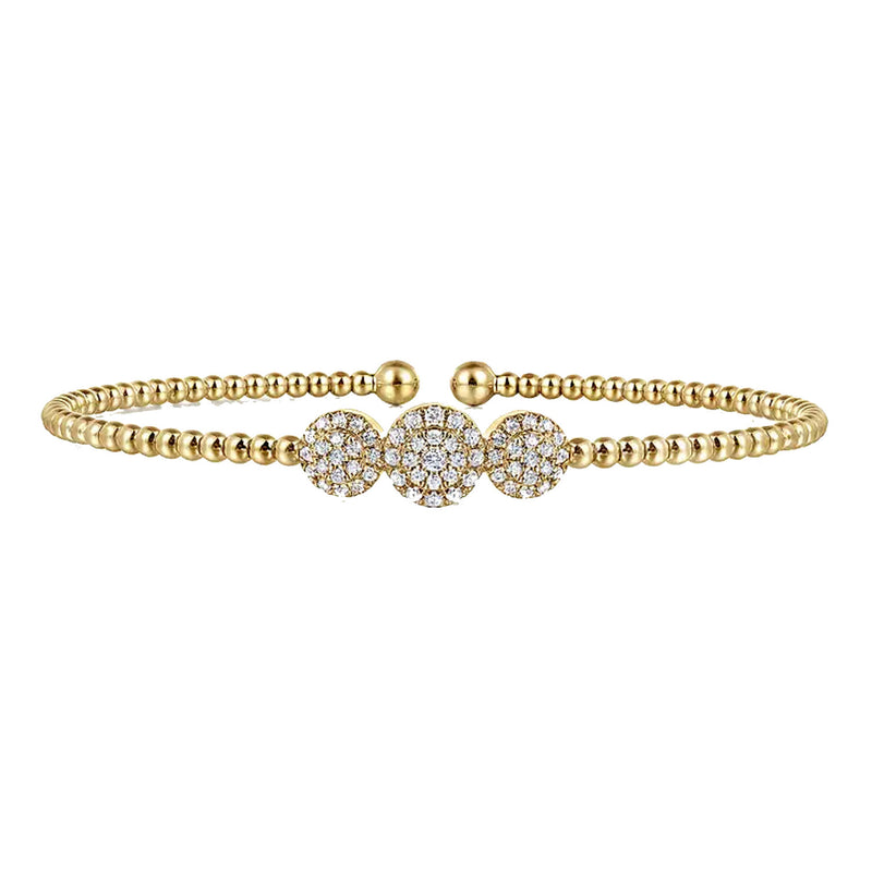 Gabriel & Co. 14K Yellow Gold Bead Cuff Bracelet with Diamond Stations img1