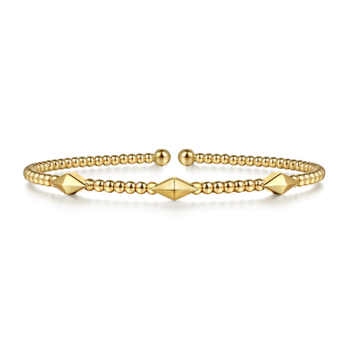 Gabriel & Co. 14K Yellow Gold Beaded Cuff Bangle Bracelet