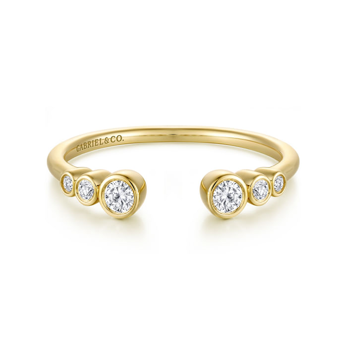 Gabriel & Co. 14K Yellow Gold Bezel Set Round Diamond Band img2