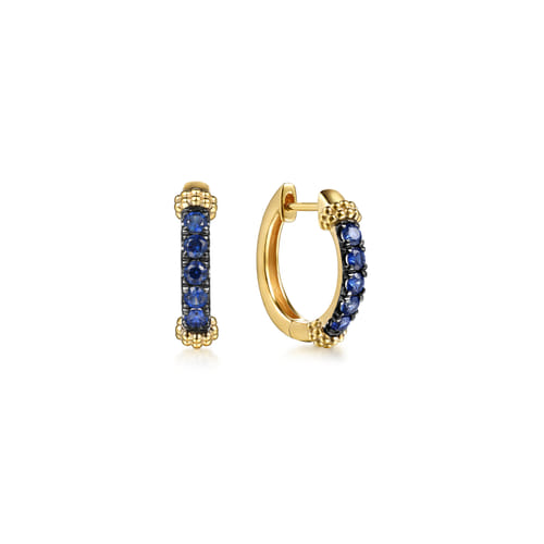 Gabriel & Co.  14K Yellow Gold Blue Sapphire Huggie Earrings