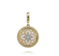 Gabriel & Co. 14K Yellow Gold Bujukan Diamond and Mother of Pearl Medallion Pendant