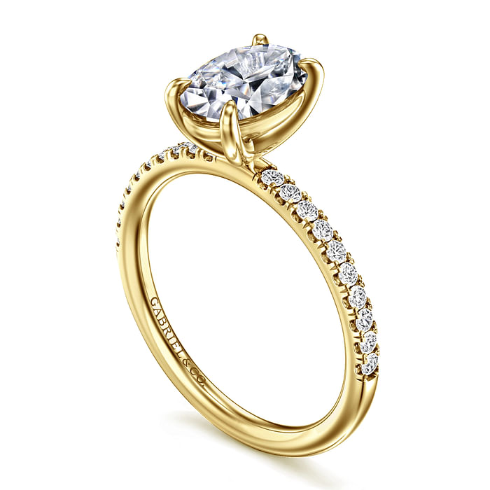 Gabriel & Co. 14K Yellow Gold Contemporary Engagement Ring - Oval Diamond img2
