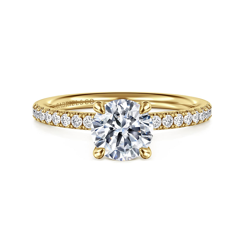 Gabriel & Co. 14K Yellow Gold Contemporary Engagement Ring - Round Diamond 6.5mm img1