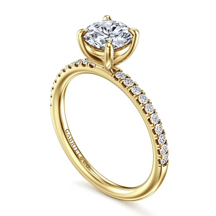 Gabriel & Co. 14K Yellow Gold Contemporary Engagement Ring - Round Diamond 6.5mm img2