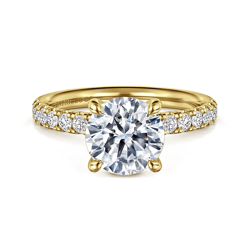 Gabriel & Co. 14K Yellow Gold Contemporary Engagement Ring - Round Diamond 8mm img1