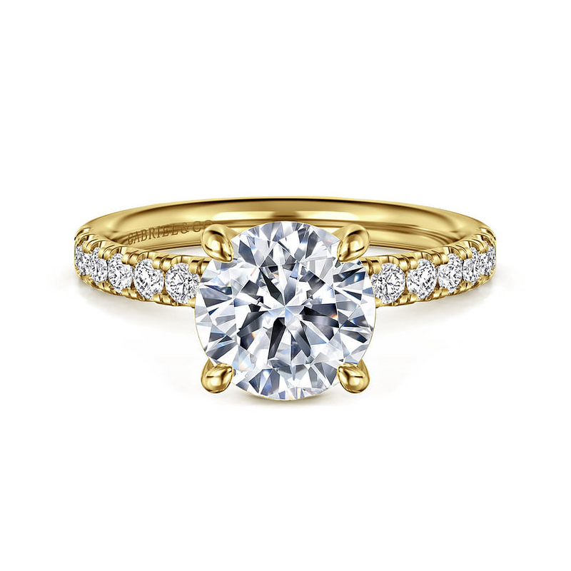 Gabriel & Co. 14K Yellow Gold Contemporary Engagement Ring - Round Diamond 8mm img1