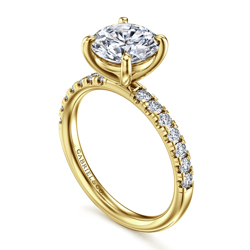 Gabriel & Co. 14K Yellow Gold Contemporary Engagement Ring - Round Diamond 8mm img2