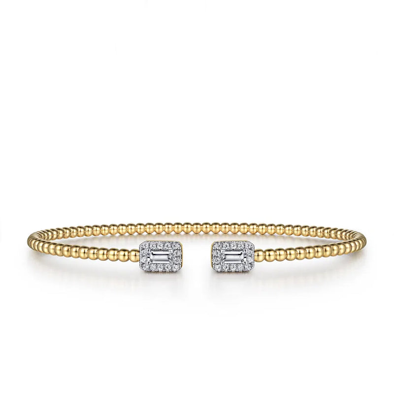 Gabriel & Co. 14K Yellow Gold Cuff Bracelet with Baguette Diamonds