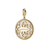 Gabriel & Co. 14K Yellow Gold Diamond Blue Sapphire Compass Medallion Pendant With Detachable Bail Image 1