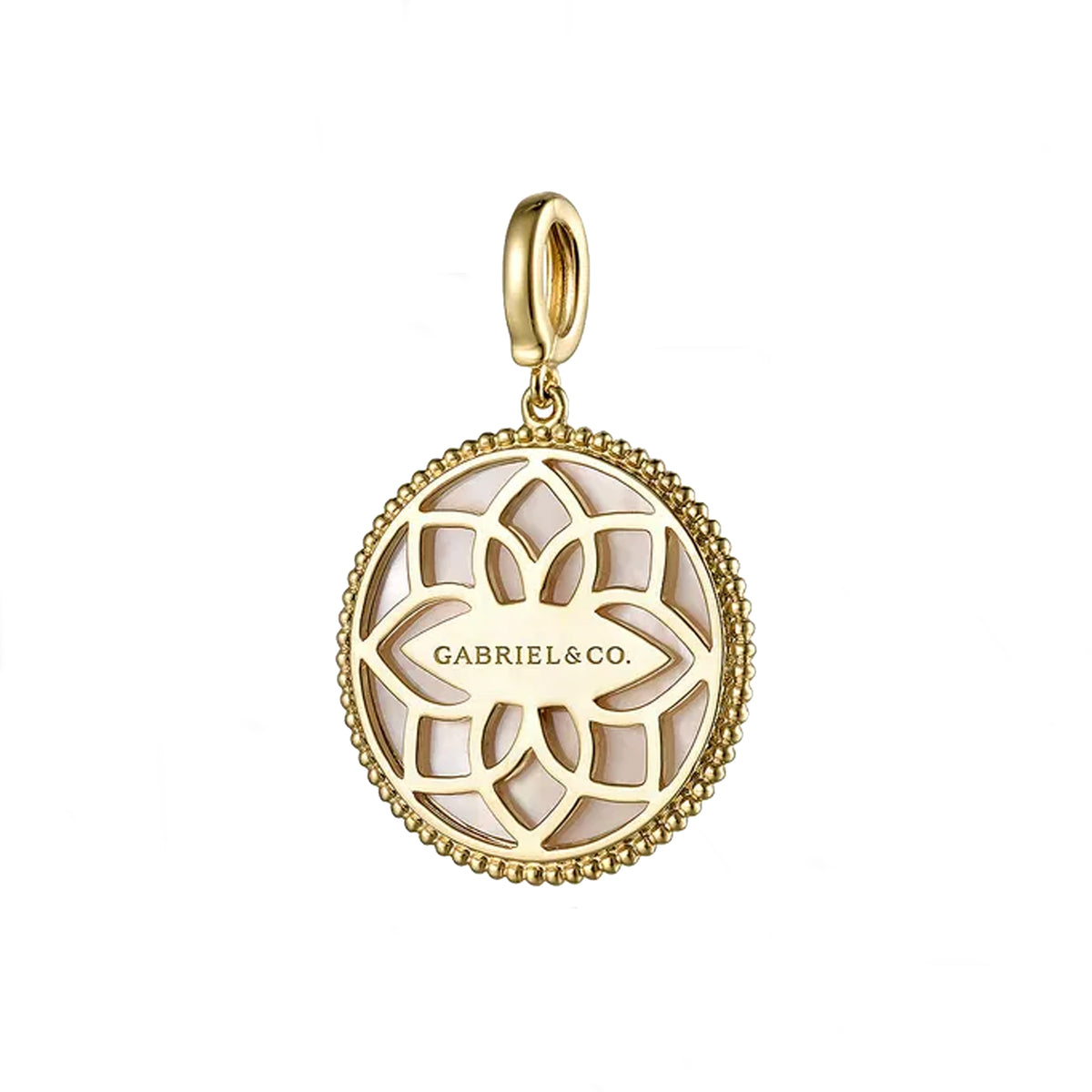Gabriel & Co. 14K Yellow Gold Diamond Blue Sapphire Compass Medallion Pendant With Detachable Bail Image 1