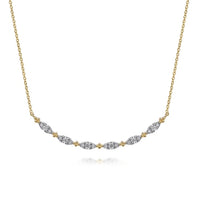 Gabriel & Co. 14K Yellow Gold Diamond Curved Bar Necklace