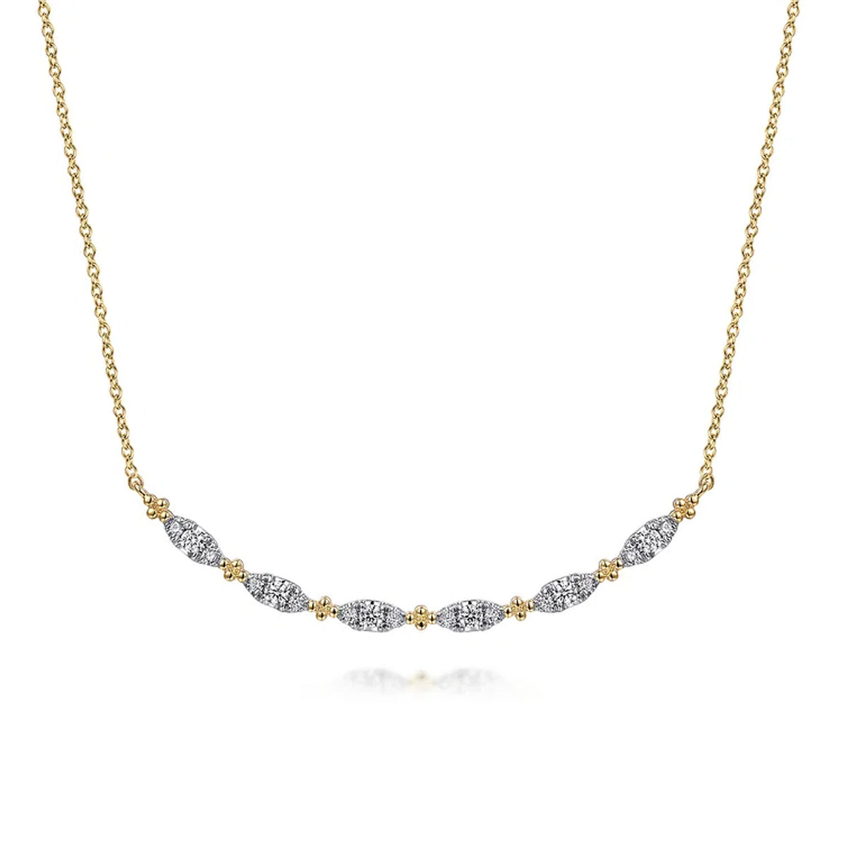 Gabriel & Co. 14K Yellow Gold Diamond Curved Bar Necklace