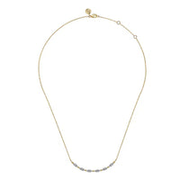 Gabriel & Co. 14K Yellow Gold Diamond Curved Bar Necklace Image 1