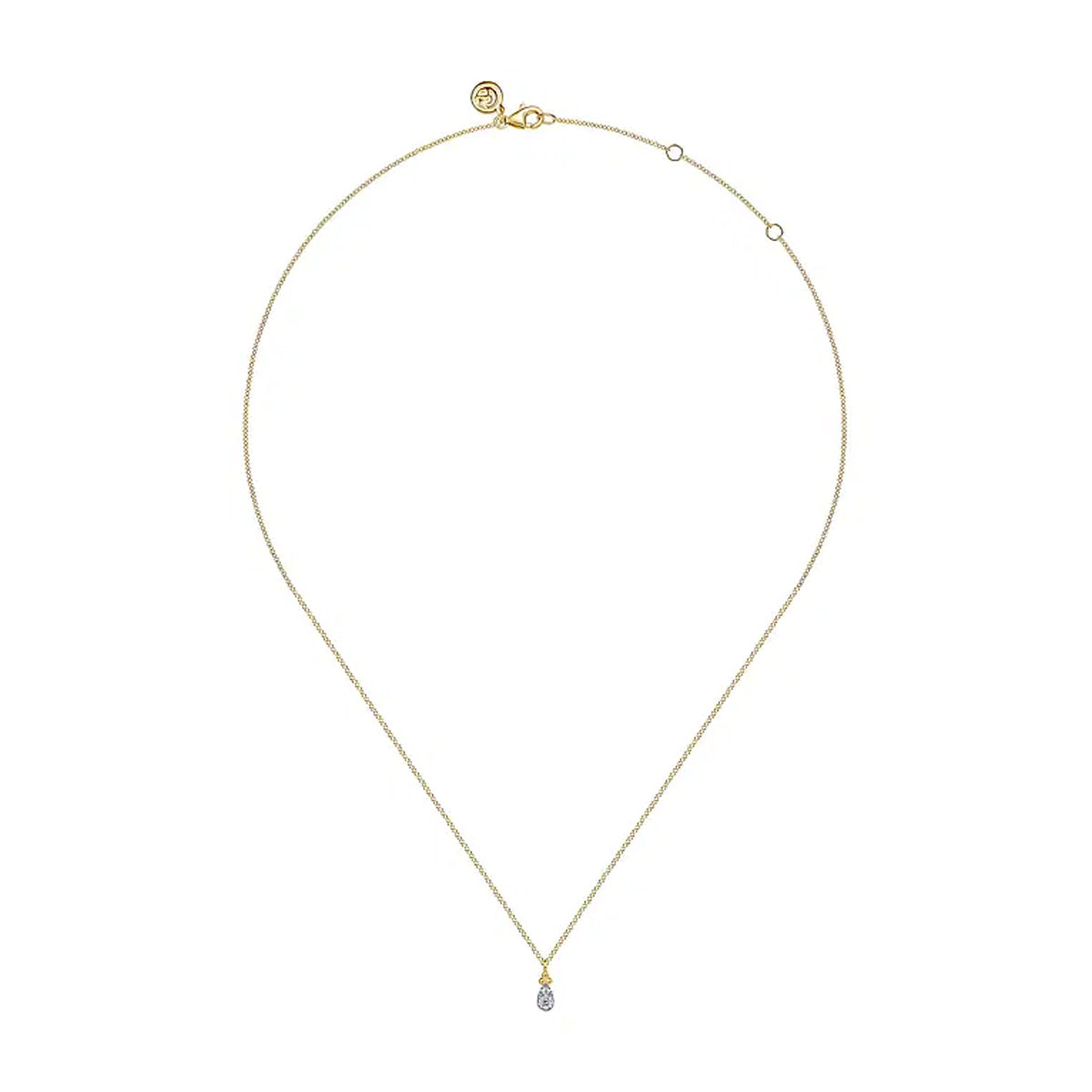 Gabriel & Co. 14K Yellow Gold Diamond Drop Necklace - Timeless Beauty img2