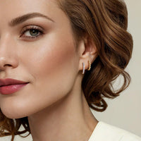 Gabriel & Co. 14K Yellow Gold Diamond Huggie And Bujukan Cuff Earrings Two-Tone Texture img2