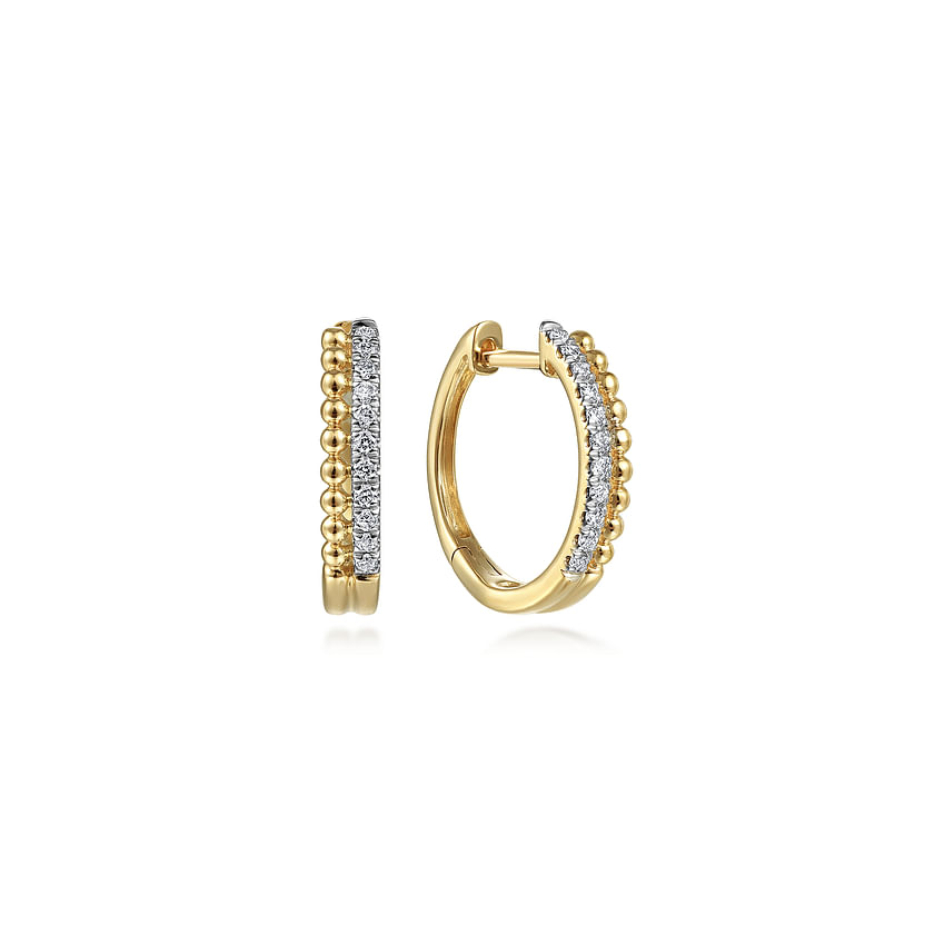 Gabriel & Co. 14K Yellow Gold Diamond Huggie Earrings - Diamond Huggies