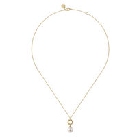 Gabriel & Co. 14K Yellow Gold Fresh Water Pearl Bujukan Drop Necklace Image 2