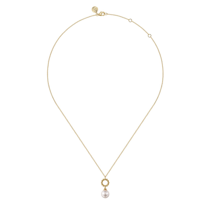 Gabriel & Co. 14K Yellow Gold Fresh Water Pearl Bujukan Drop Necklace Image 2