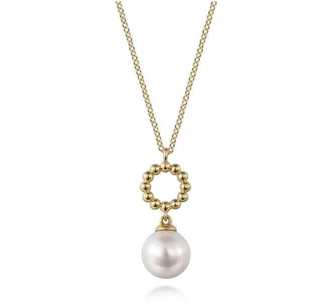 Gabriel & Co. 14K Yellow Gold Fresh Water Pearl Bujukan Drop Necklace Image 1
