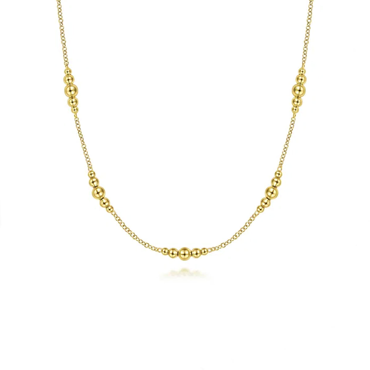 Gabriel & Co. 14K Yellow Gold Graduated Bujukan Beads Station Necklace