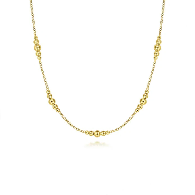 Gabriel & Co. 14K Yellow Gold Graduated Bujukan Beads Station Necklace