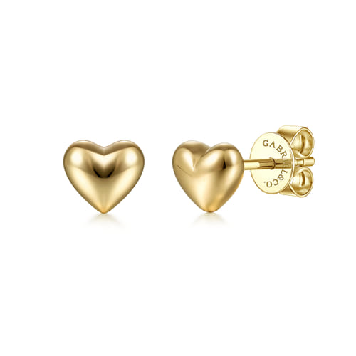 Gabriel & Co. 14K Yellow Gold Plain Heart Stud Earrings