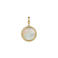 Gabriel & Co. 14K Yellow Gold Round Mother of Pearl Inlay Pendant With Detachable Bail