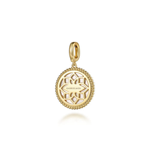 Gabriel & Co. 14K Yellow Gold Round Mother of Pearl Inlay Pendant With Detachable Bail Image 1