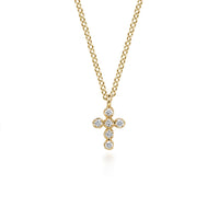 Gabriel & Co. 14K Yellow Gold Small Diamond Cross Necklace