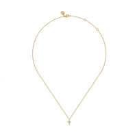 Gabriel & Co. 14K Yellow Gold Small Diamond Cross Necklace img2
