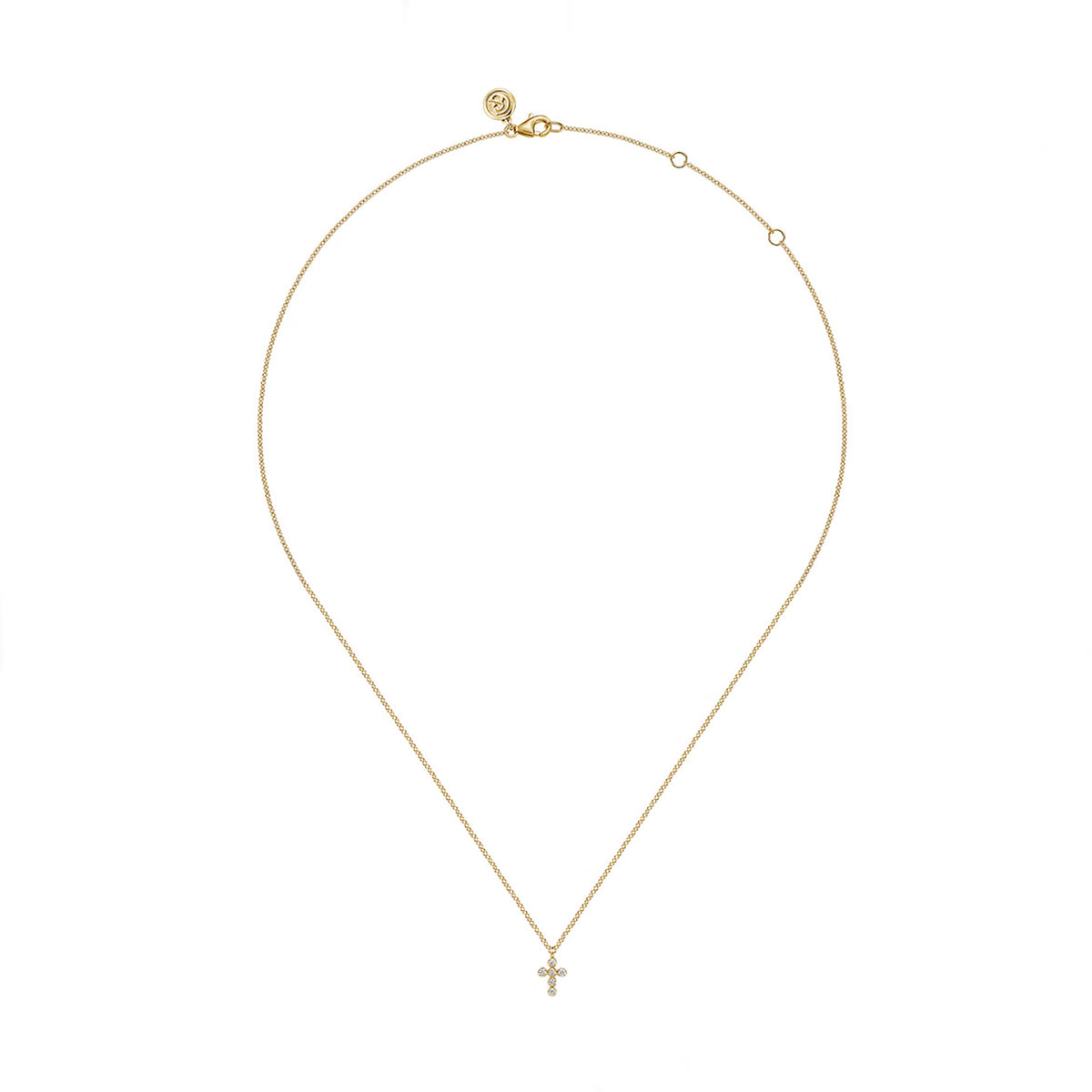 Gabriel & Co. 14K Yellow Gold Small Diamond Cross Necklace img2