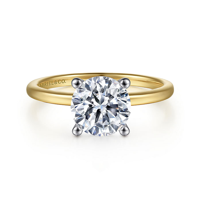 Gabriel & Co. 14K Yellow Gold Solitaire Engagement Ring - Head Prongs In White Gold img1