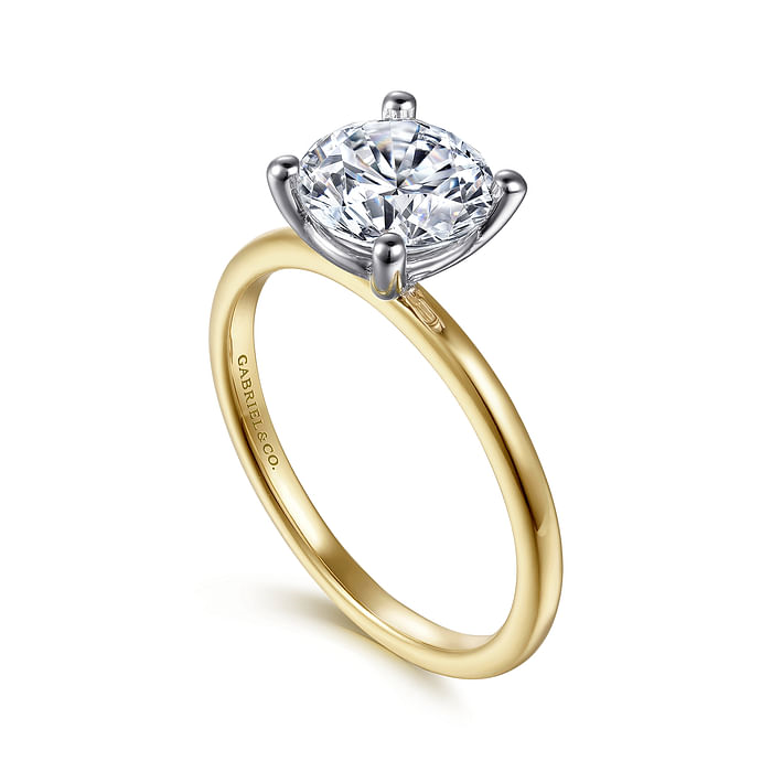 Gabriel & Co. 14K Yellow Gold Solitaire Engagement Ring - Head Prongs In White Gold img2