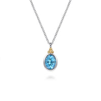 Gabriel & Co. 14K Yellow Gold Sterlng Silver Blue Topaz Necklace