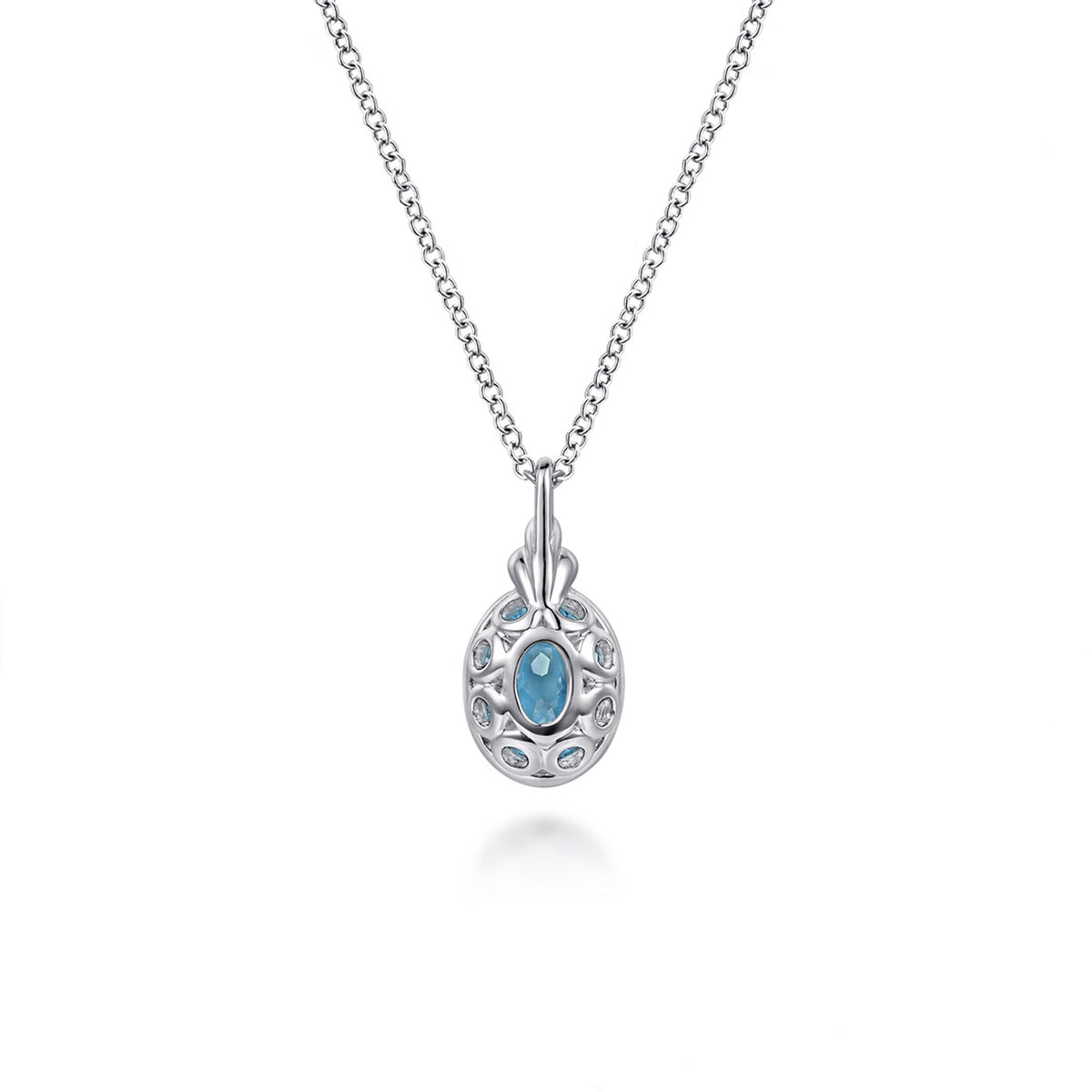 Gabriel & Co. 14K Yellow Gold Sterlng Silver Blue Topaz Necklace img2