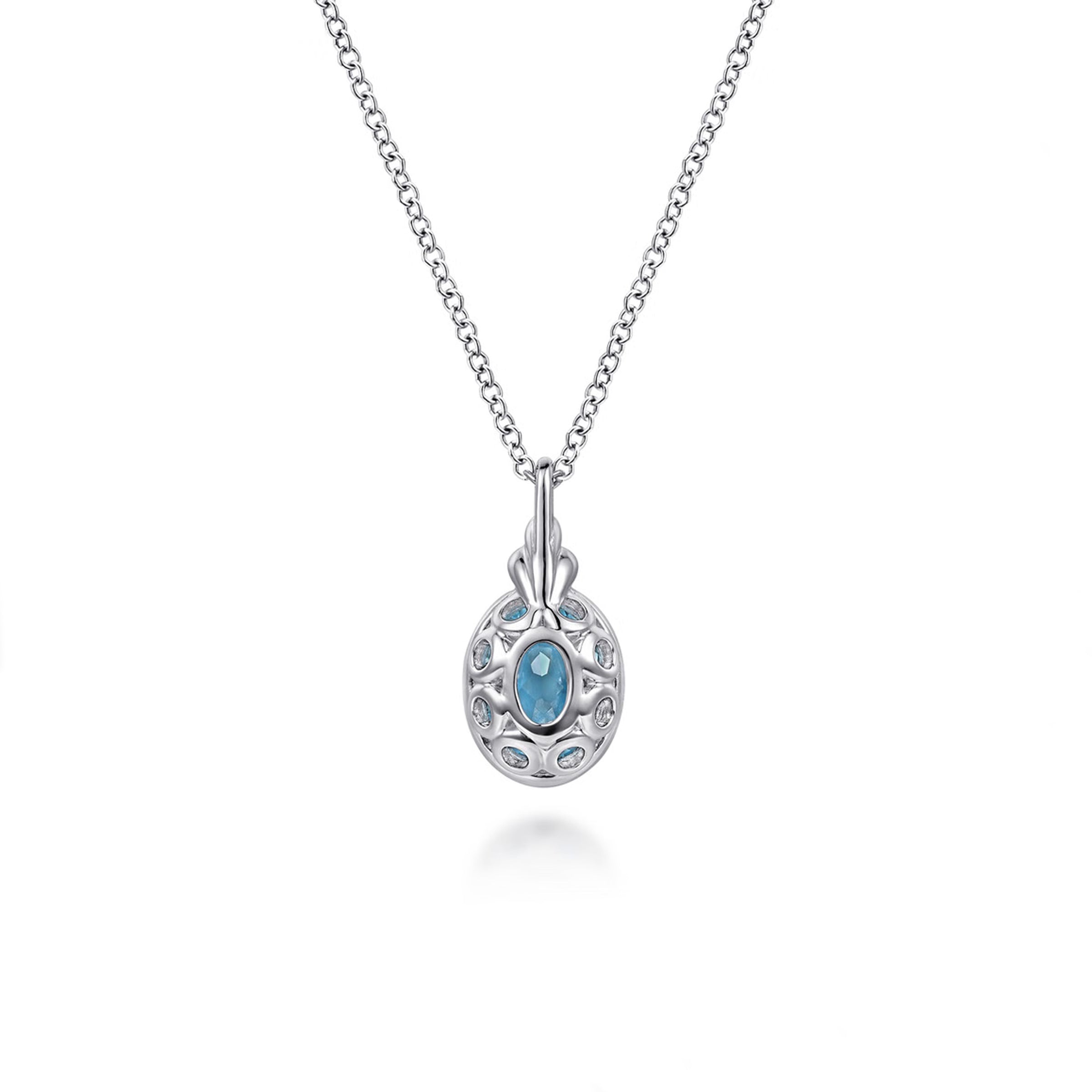Gabriel & Co. 14K Yellow Gold Sterlng Silver Blue Topaz Necklace img2