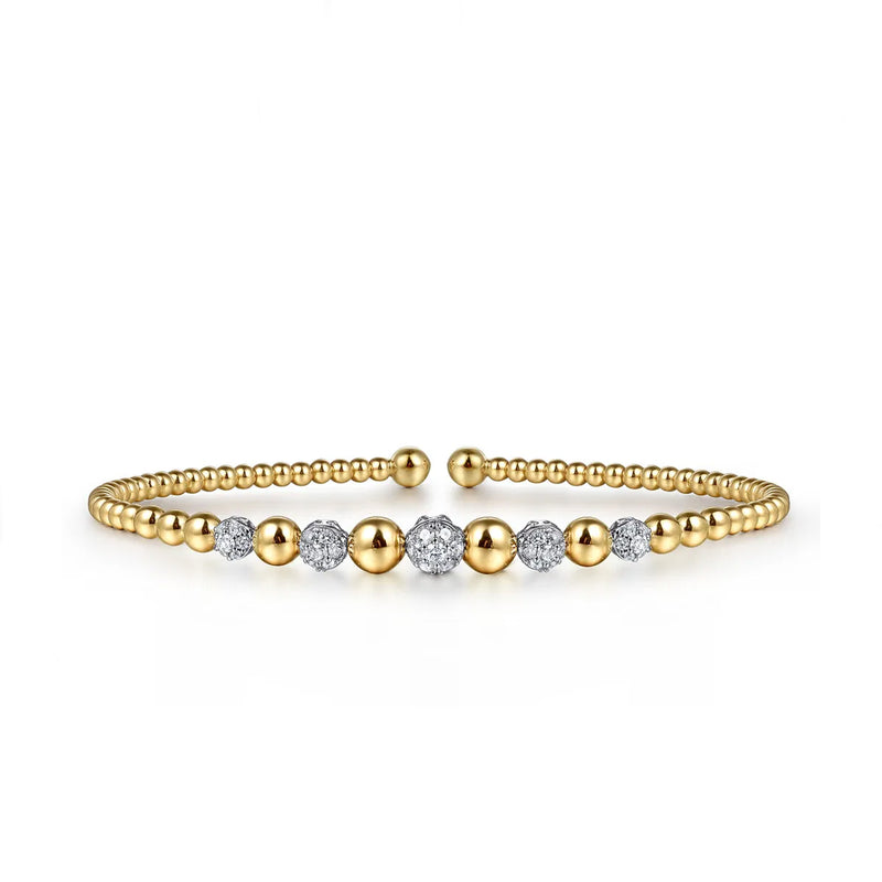 Gabriel & Co. 14K Yellow & White Gold Bujukan Diamond Stations Bangle