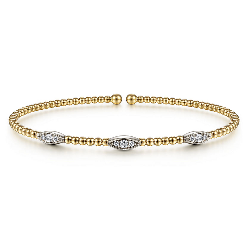 Gabriel & Co. 14K Yellow and White Gold Diamond Bangle Bracelet img1