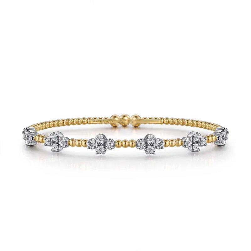 Gabriel & Co. 14K Yellow and White Gold Diamond Bangle with Closure