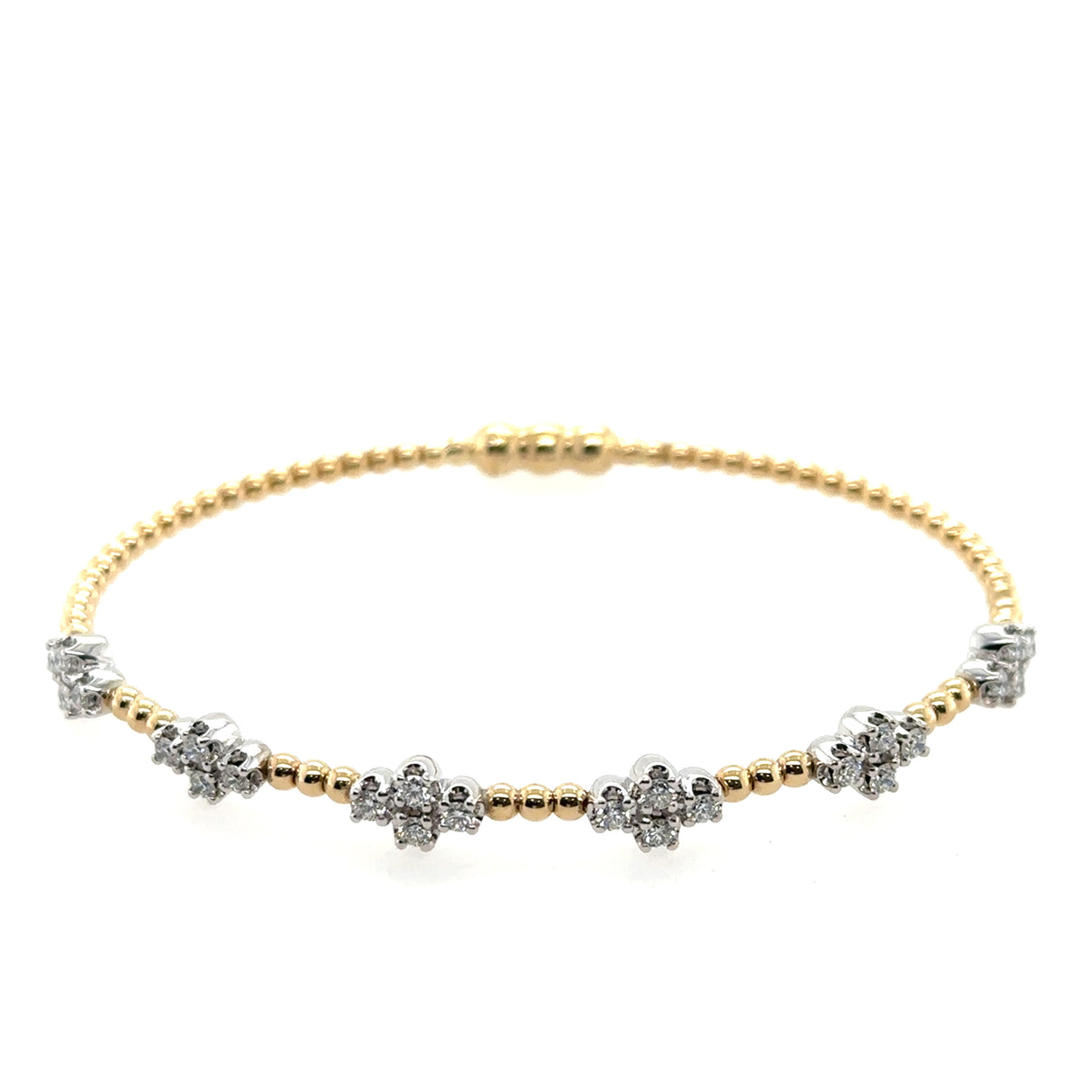 Gabriel & Co. 14K Yellow and White Gold Diamond Bangle with Closure Image 1