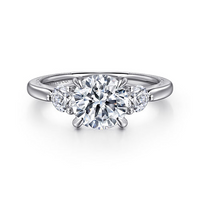 Gabriel & Co. Abbi 14K White Gold Round Three Stone Diamond Engagement Ring img1