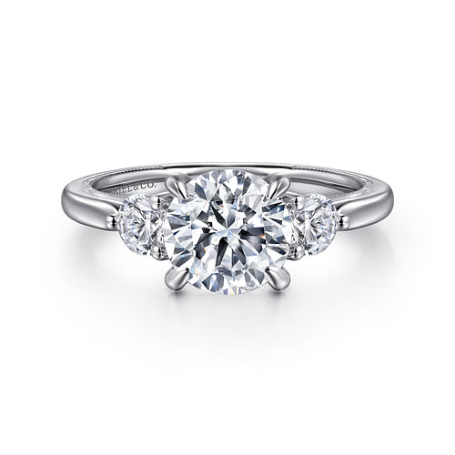 Gabriel & Co. Abbi 14K White Gold Round Three Stone Diamond Engagement Ring img1