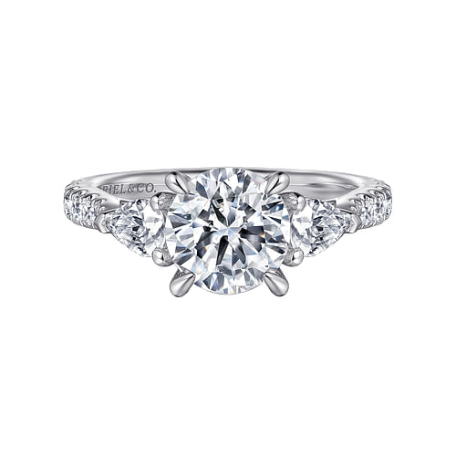 Gabriel & Co. Abina 14K White Gold Round Three Stone Diamond Engagement Ring img1