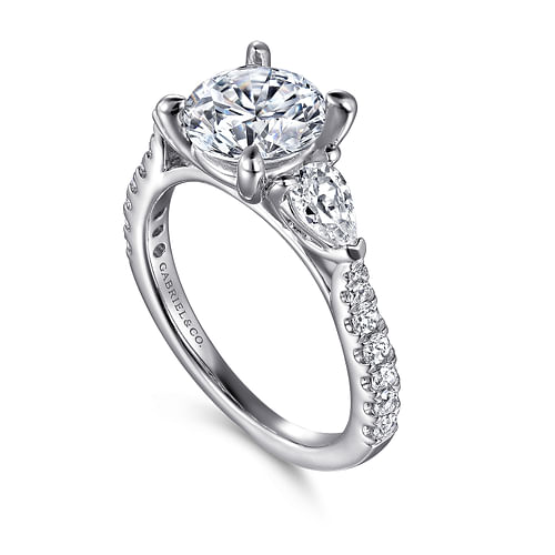 Gabriel & Co. Abina 14K White Gold Round Three Stone Diamond Engagement Ring img2