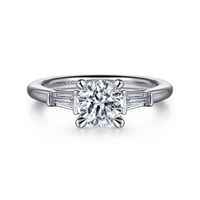 Gabriel & Co. Acacia 14K White Gold Round Three Stone Diamond Engagement Ring img1