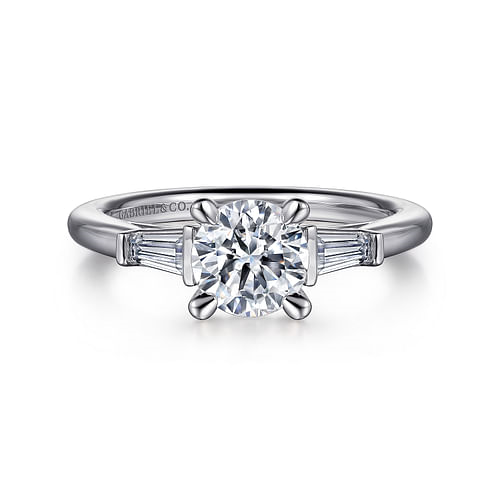 Gabriel & Co. Acacia 14K White Gold Round Three Stone Diamond Engagement Ring img1