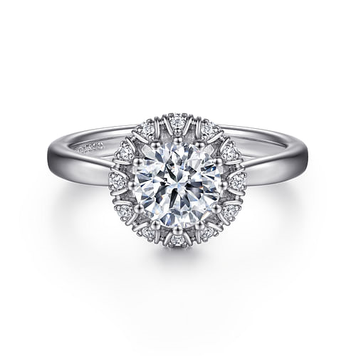 Gabriel & Co. Addie 14K White Gold Round Halo Diamond Engagement Ring img1